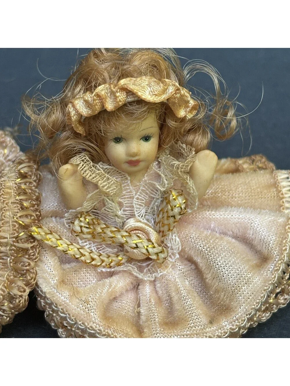 Vtg. Two Porcelain Cameo Sitting Dolls 2.5